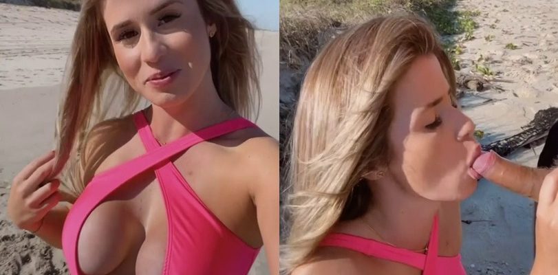 Aline Novak peituda safada mamando e fodendo em praia deserta