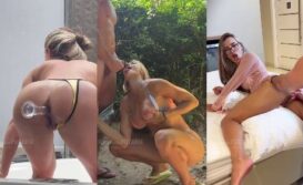 Sarah Caus fodendo o cuzinho com consolo transparente